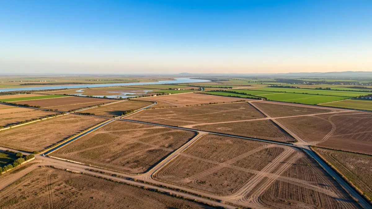 Vista aèria de terrenys a Sant Jaume d'Enveja, Baix Ebre.
