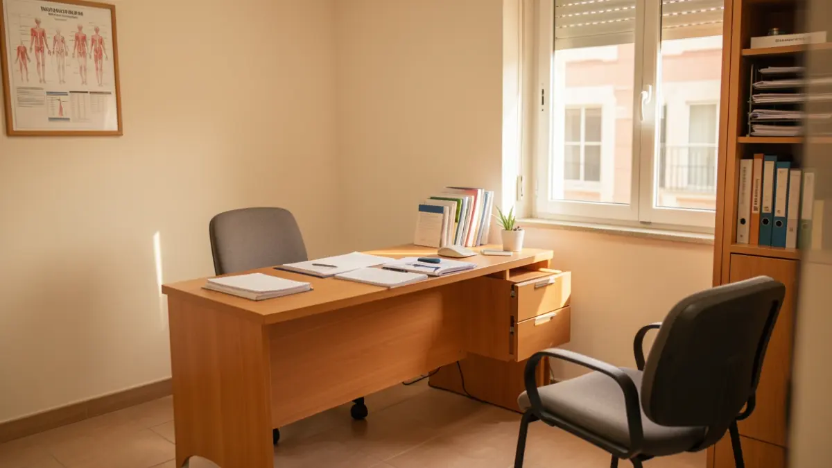Generic image of a medical consultation room in a primary care center.