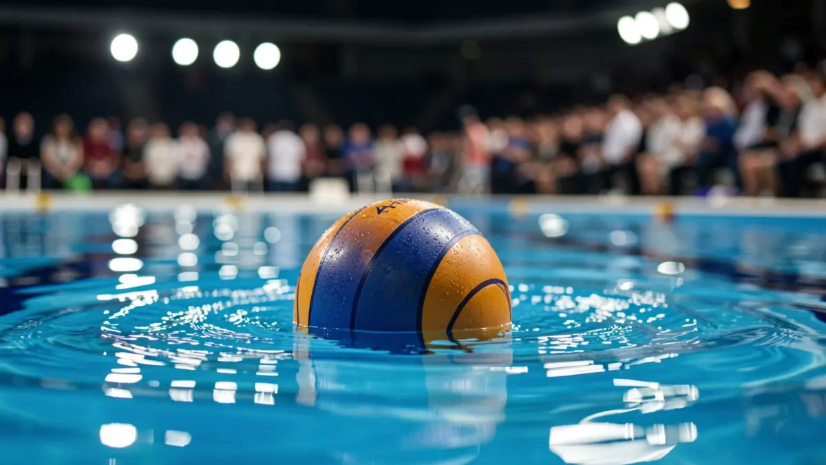 Imatge genèrica d'una pilota de waterpolo a la piscina.
