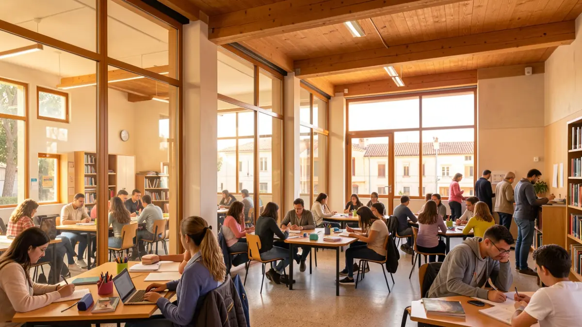 Imatge genèrica d'un centre d'ensenyament de català amb aules modernes.