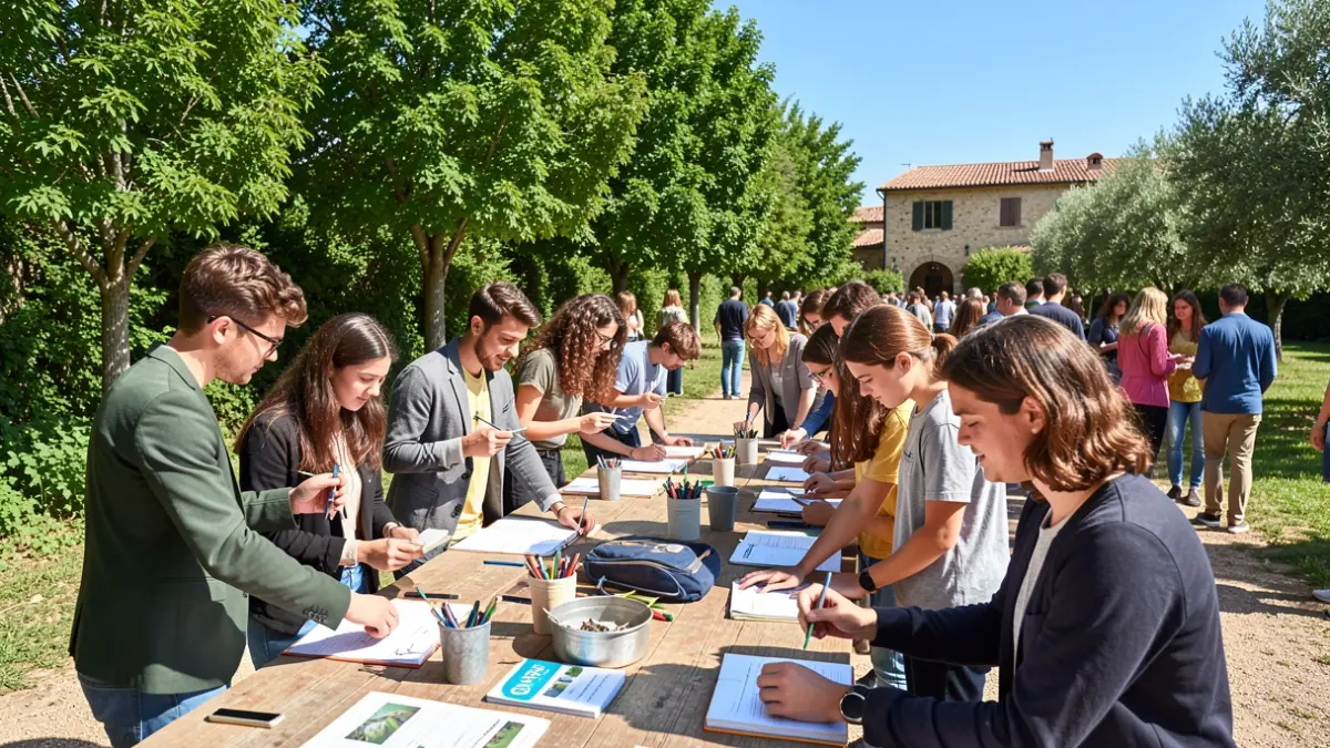 Imatge genèrica d'alumnes participant en un taller ambiental a l'aire lliure.