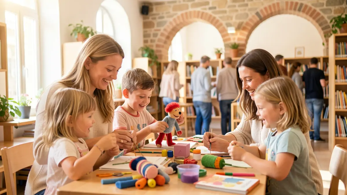 Imatge genèrica d'una família participant en un taller creatiu.