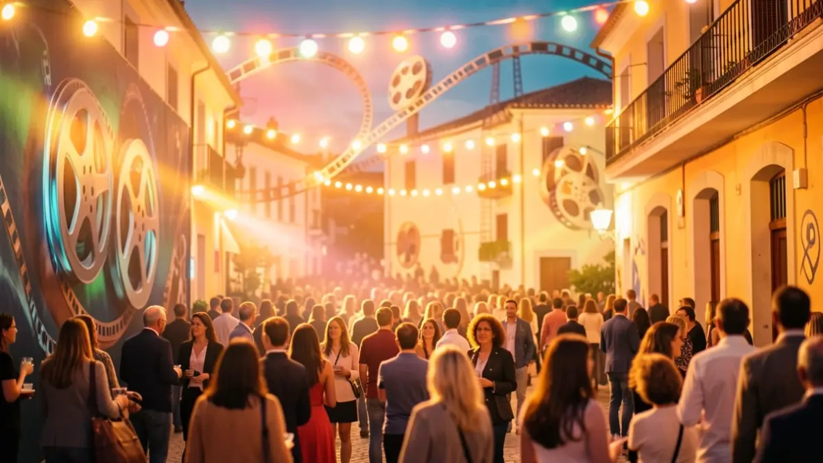 Imagen genérica del Festival de Cine de Sitges con elementos artísticos y arquitectura mediterránea.