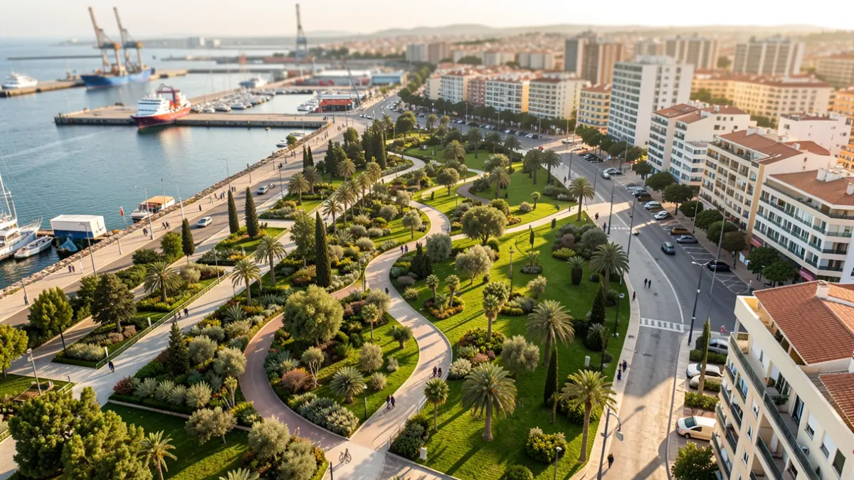 Aerial view of the Port of Tarragona Park, integrated with the city and port facilities.