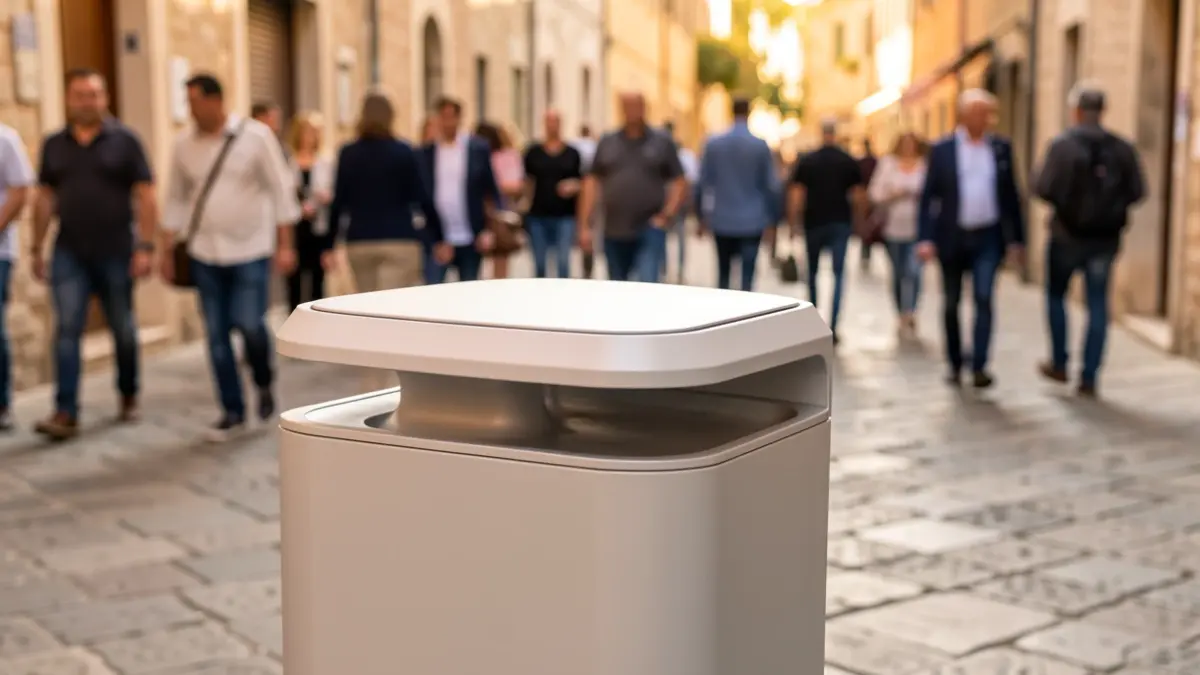 Generic image of a modern urban cleaning bin.