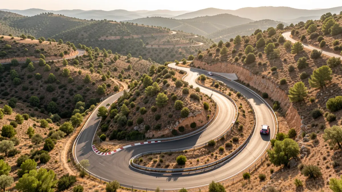 Vista aèria d'una carretera de ral·li a Catalunya.