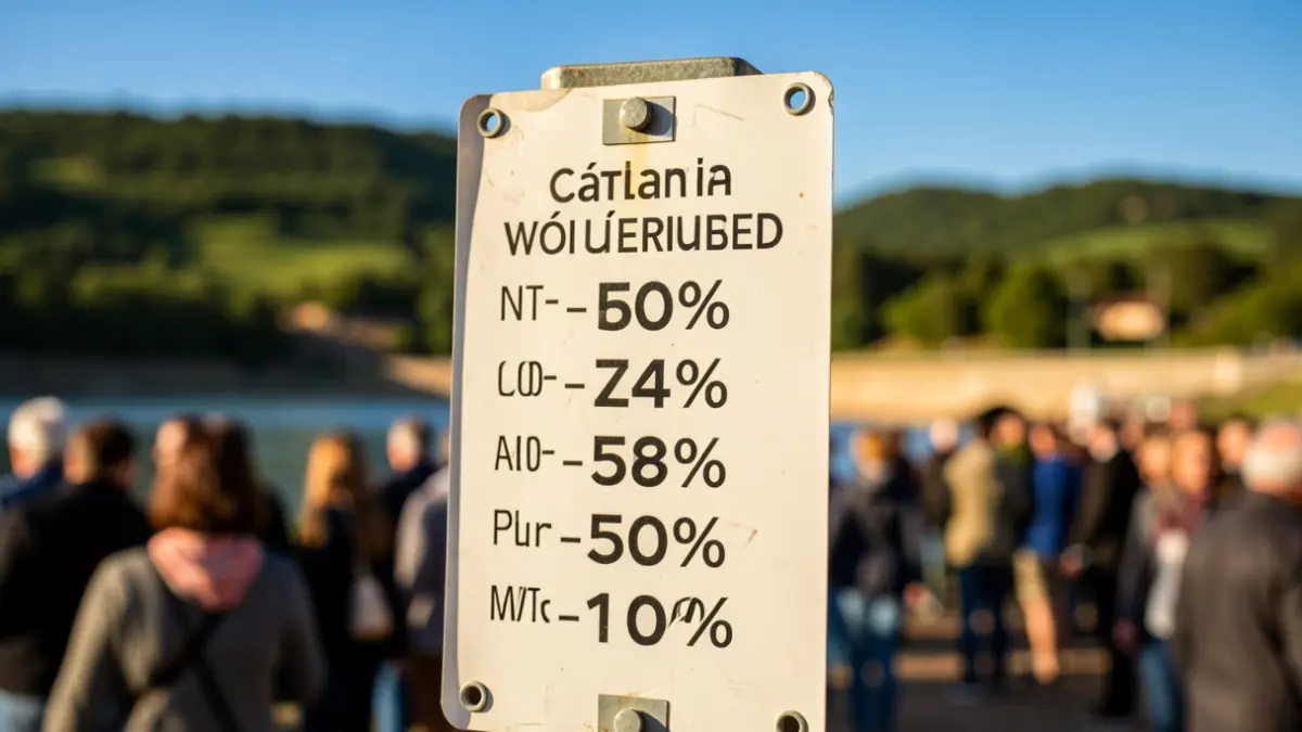 Water level indicator of a Catalan reservoir showing a high percentage.