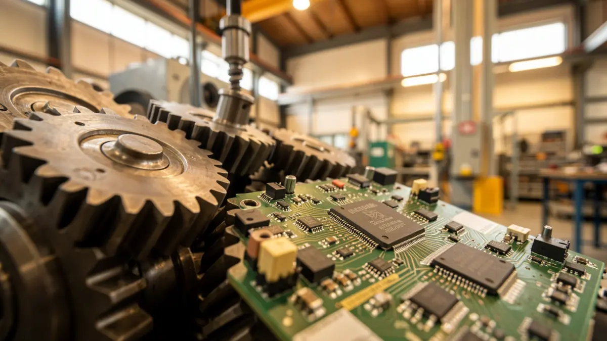 Imatge genèrica de mecanismes industrials i circuits electrònics.
