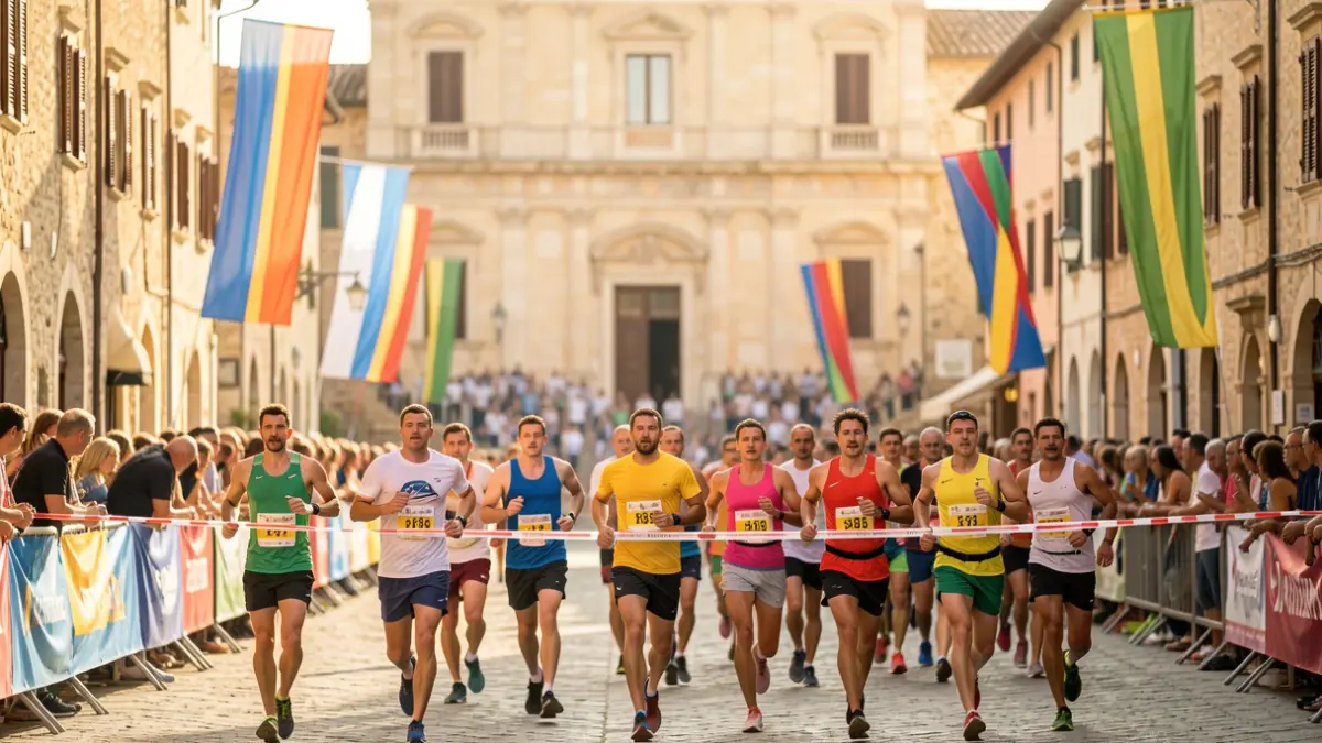 Participantes cruzando la meta en una carrera popular en La Llagosta.