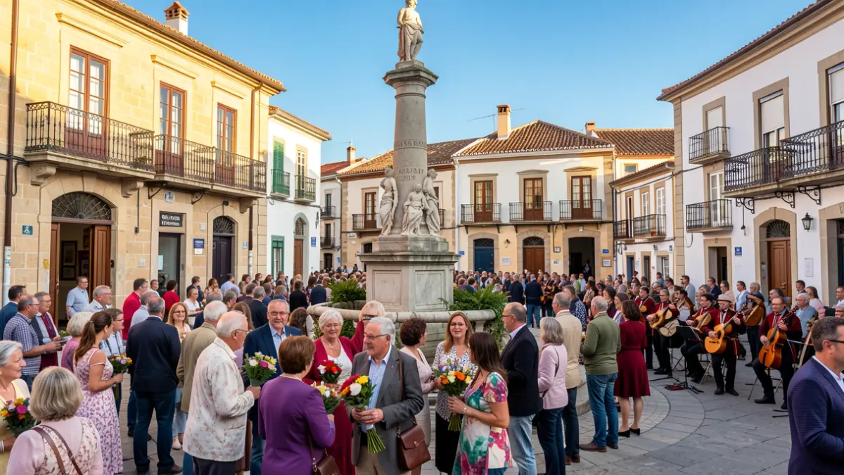 Generic image of the Diada in Poble Sec, Sitges, featuring the Four Bars monument and a neighborhood gathering.
