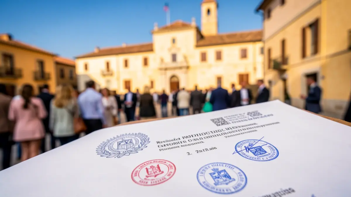 Imagen de un documento oficial de actualización de protocolo con el sello del Ayuntamiento de Figaró-Montmany.