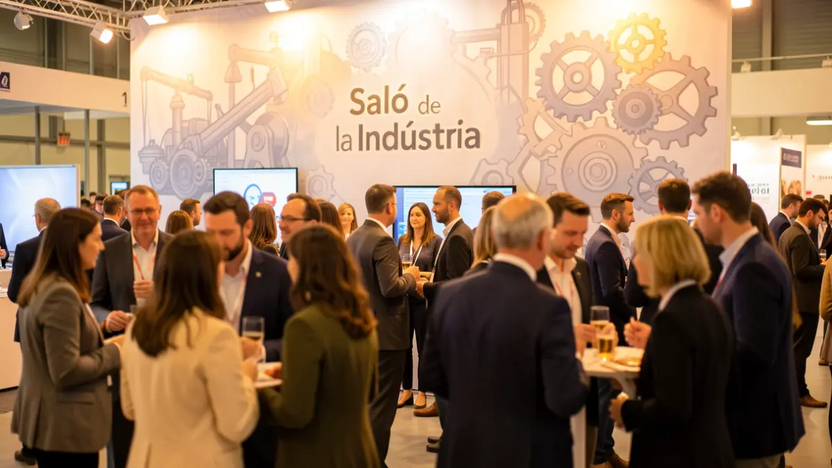 Imatge genèrica d'una fira d'ocupació amb elements industrials.