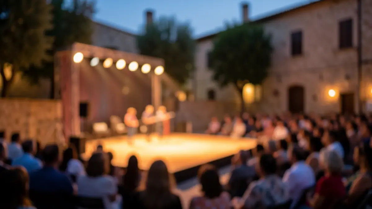 Imatge genèrica d'un espai teatral a l'aire lliure al capvespre.