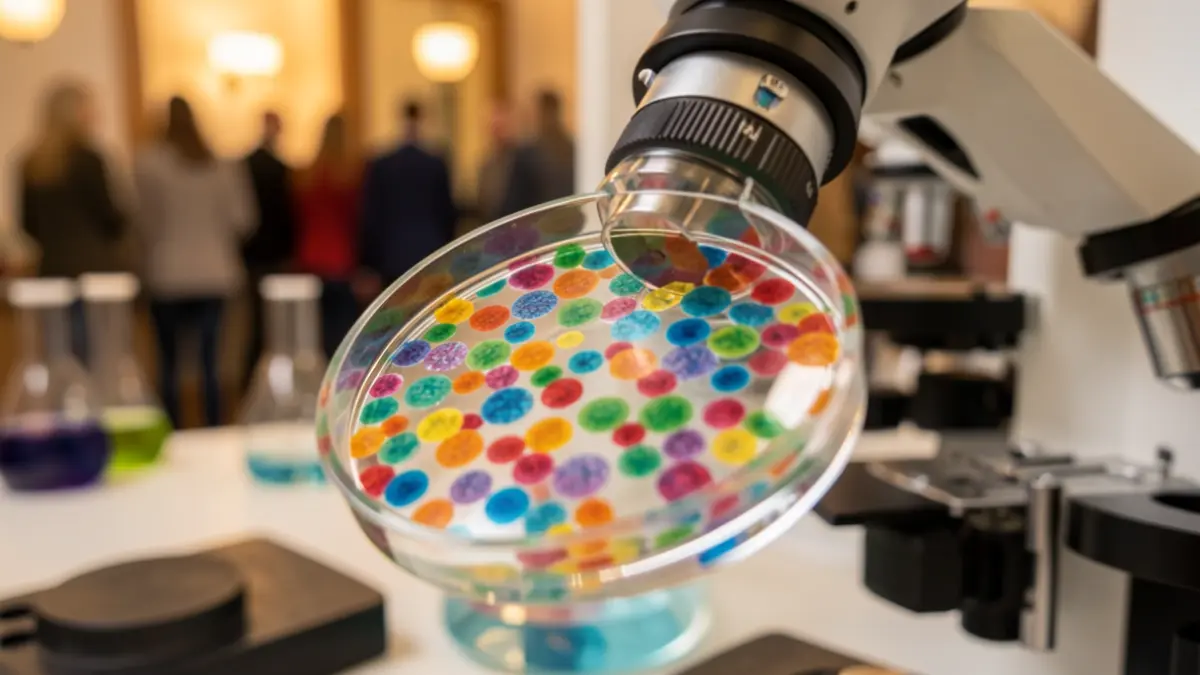 Generic image of cells under a microscope in a laboratory.