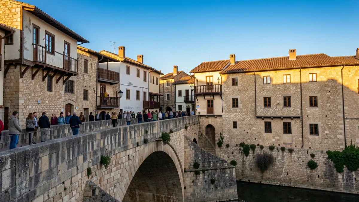 Pont medieval i cases històriques de Besalú.