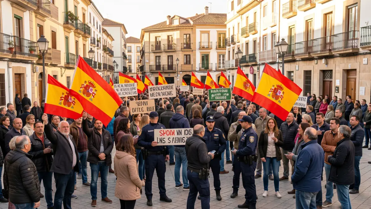 Concentración ciudadana en Girona en apoyo a Ceuta con presencia policial.