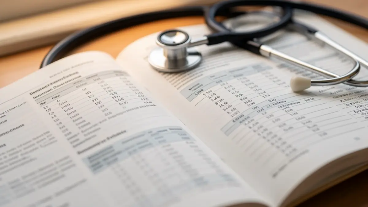 Generic image of an open medical journal with a stethoscope.