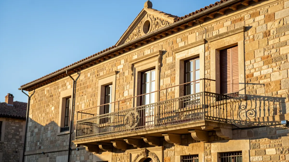 Caldes d'Estrac Town Hall in the afternoon sun.