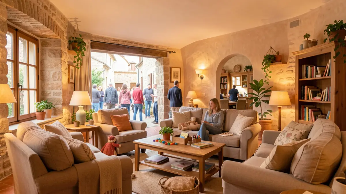 Welcoming interior space for family visits and children's meetings.