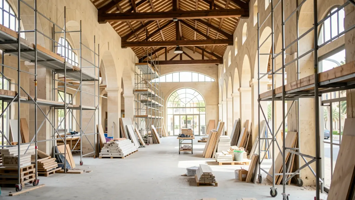 Obres del nou mercat municipal de La Masuca a Igualada, amb espais diàfans i llum natural.