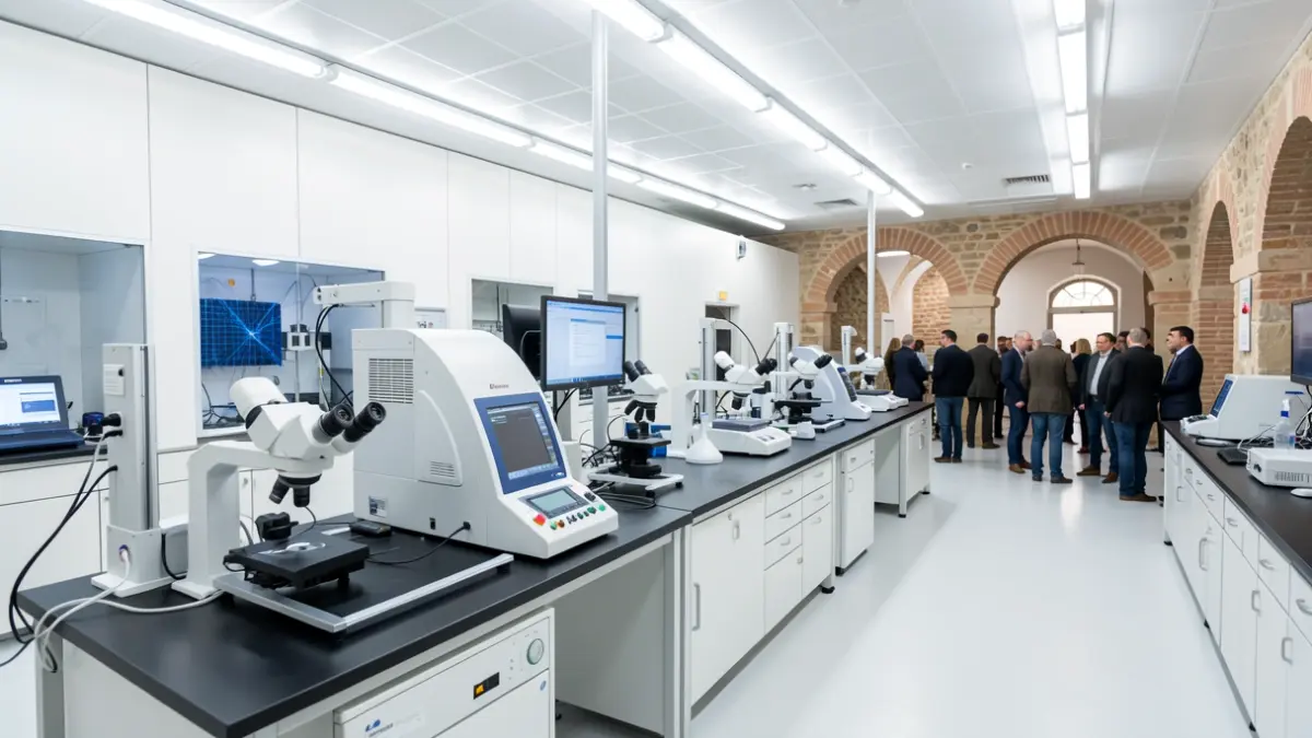 Interior d'un laboratori avançat de nanofabricació quàntica.