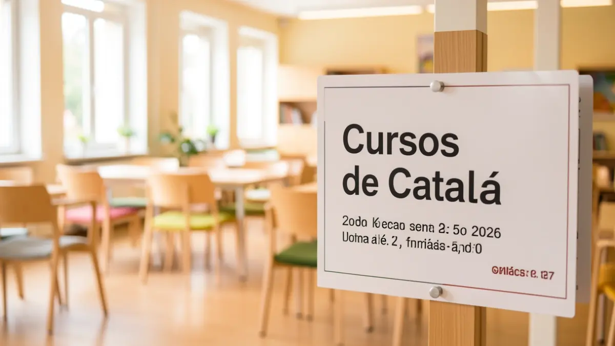 Cartel informativo sobre los cursos de catalán en L'Hospitalet de l'Infant.