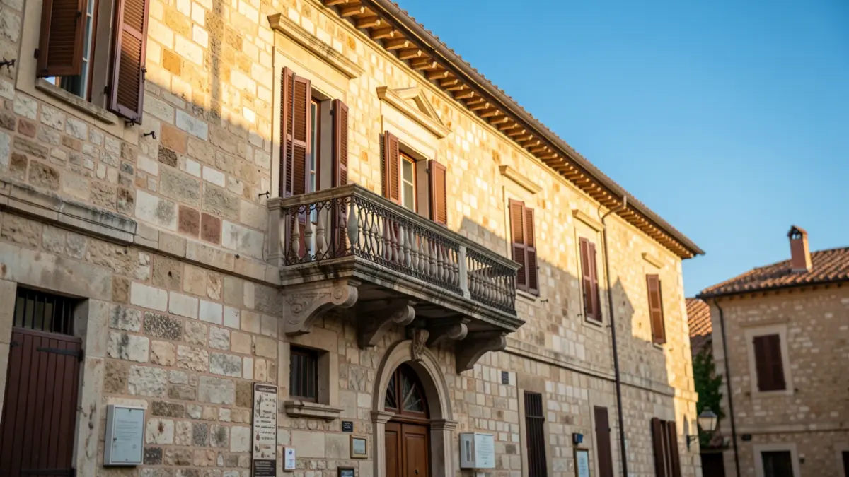 Ajuntament de Castelló d'Empúries amb sol de tarda.