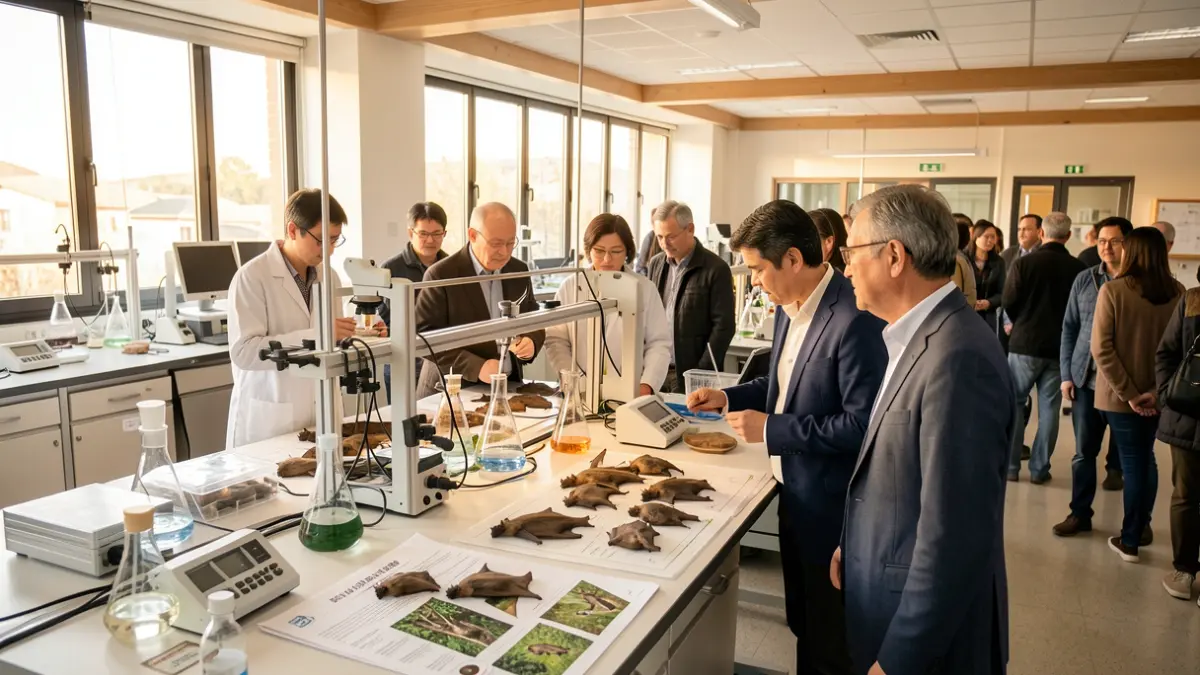 Investigadores japoneses visitan el Museo de Ciencias Naturales de Granollers para conocer métodos de control de plagas.