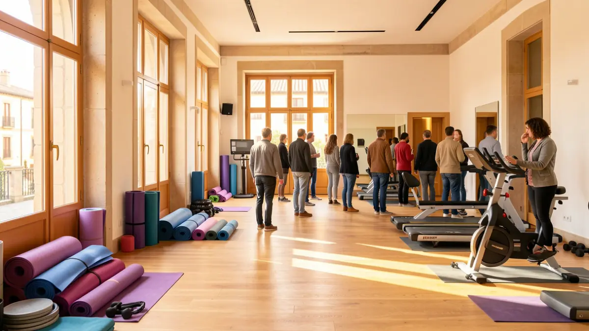 Sala polivalente del Ayuntamiento de Jorba preparada para actividades de salud.
