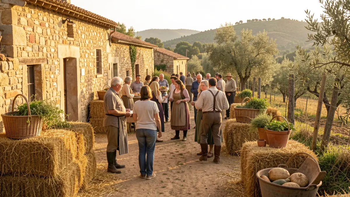 Imatge genèrica d'un entorn rural català amb elements d'agricultura i comunitat.