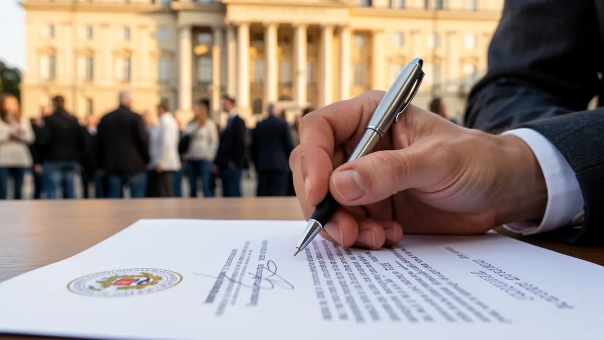Imagen genérica de la firma de un documento oficial.