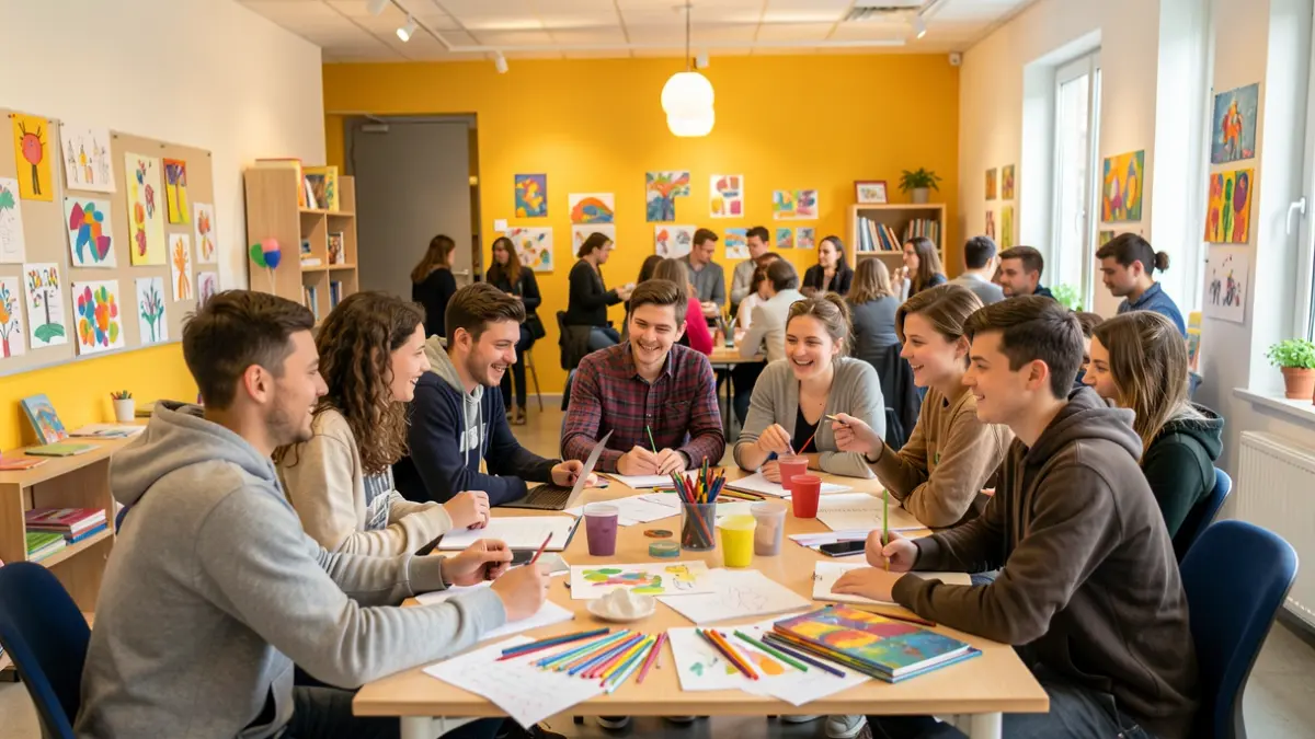 Young people participating in a creative session to design their youth space.