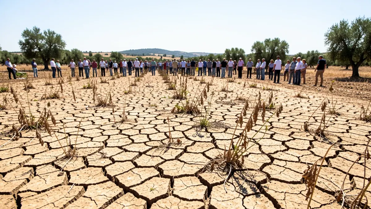 Imatge genèrica de terra seca i esquerdada sota un sol intens.