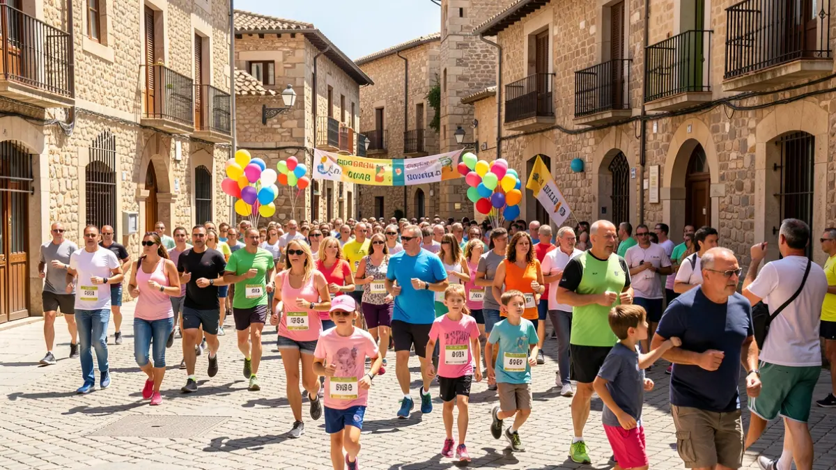 People participating in a solidarity run in Ripoll.