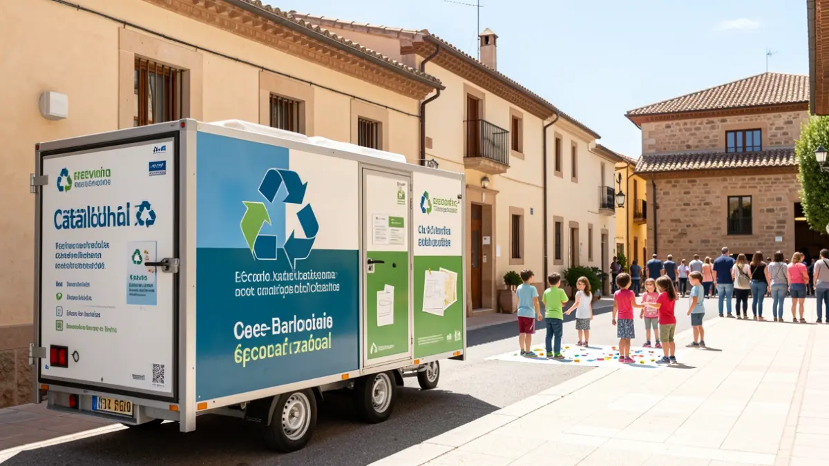 Generic image of a mobile recycling unit near a school.