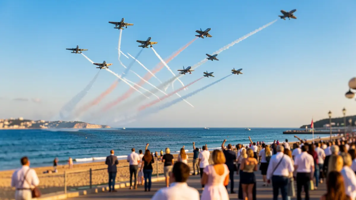 Generic image of an air show over the Mediterranean coast.
