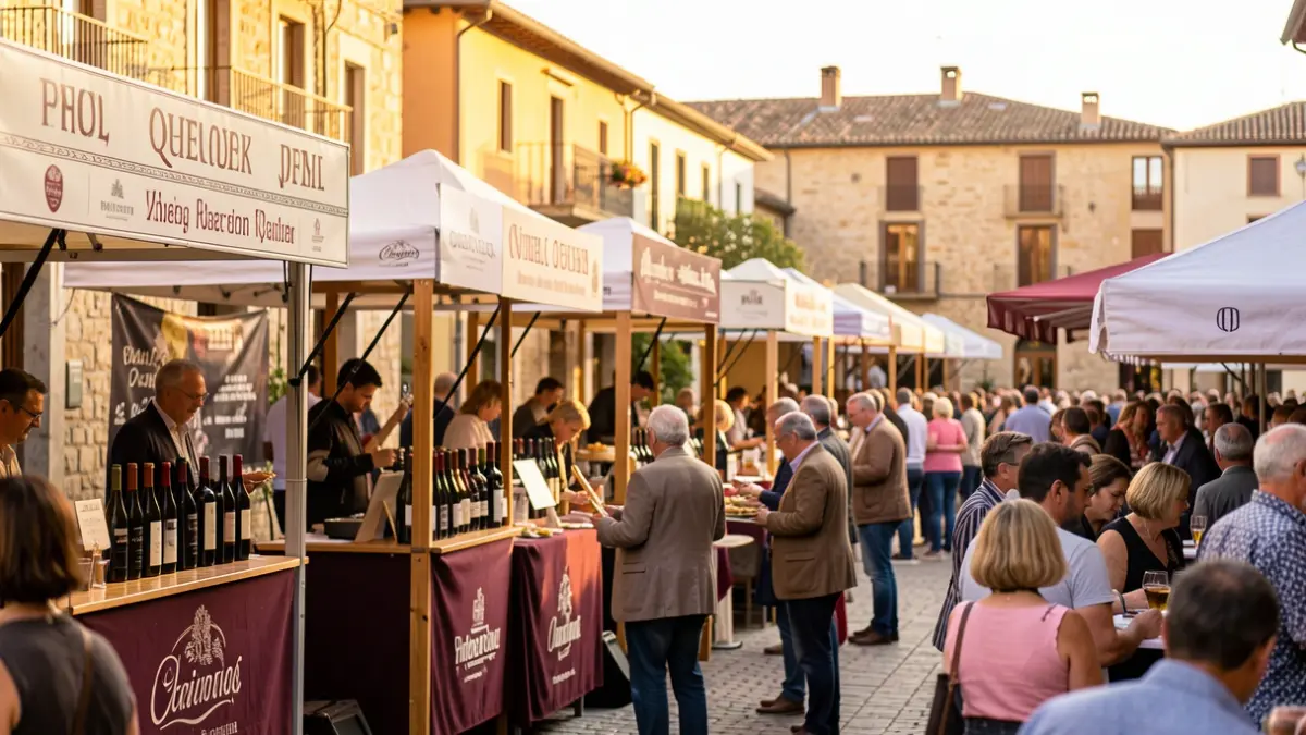 Imatge genèrica d'una fira de vins a Catalunya amb estands i gent gaudint.