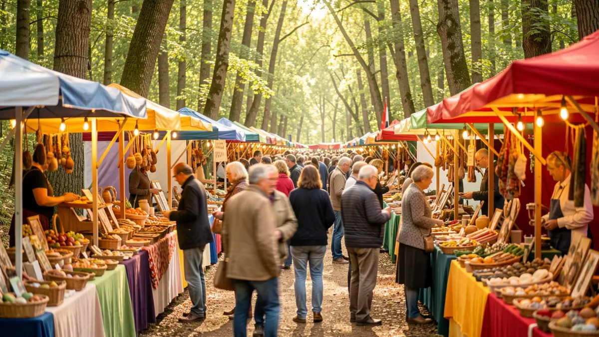 Imagen genérica de una fiesta popular en Cataluña con puestos de artesanía.