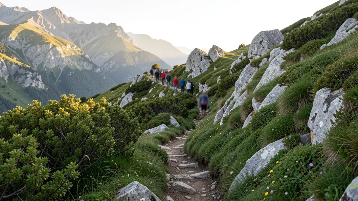 Imatge genèrica d'un sender de muntanya a la Garrotxa amb un participant a la distància.