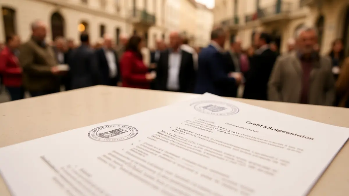 Imagen genérica de un documento oficial de subvención.