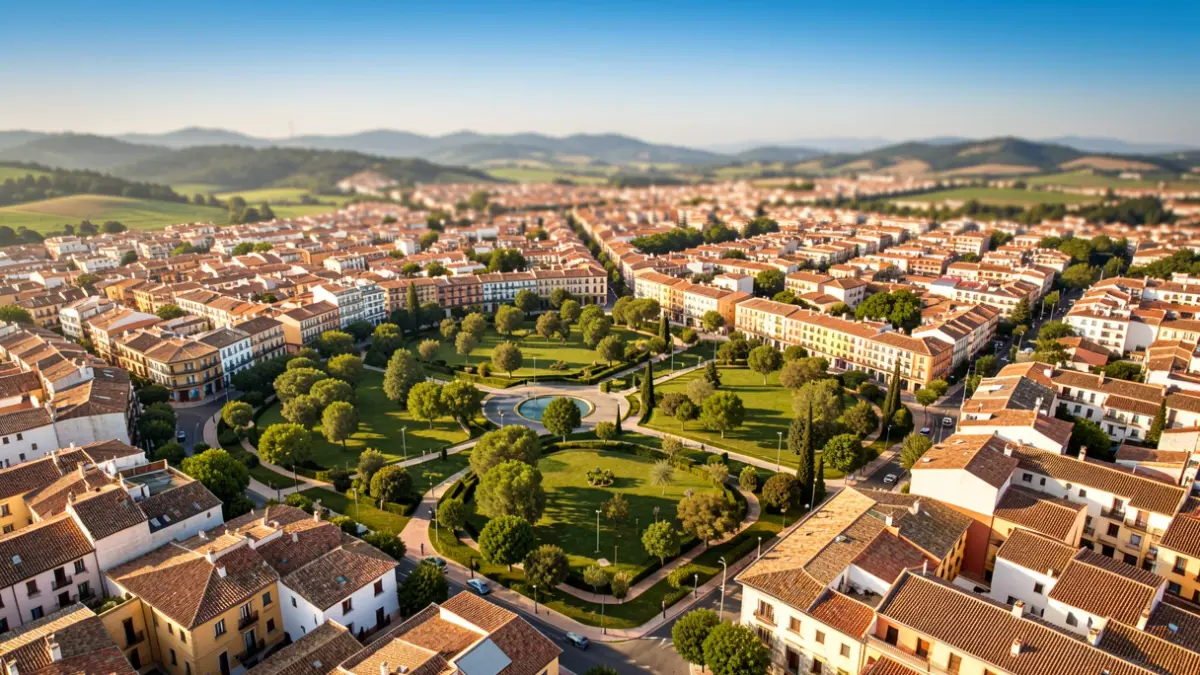 Aerial view of La Llagosta with green spaces integrated into the city.