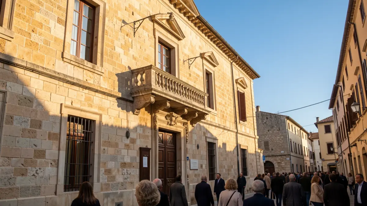 Fachada del ayuntamiento de Balaguer en un día soleado.