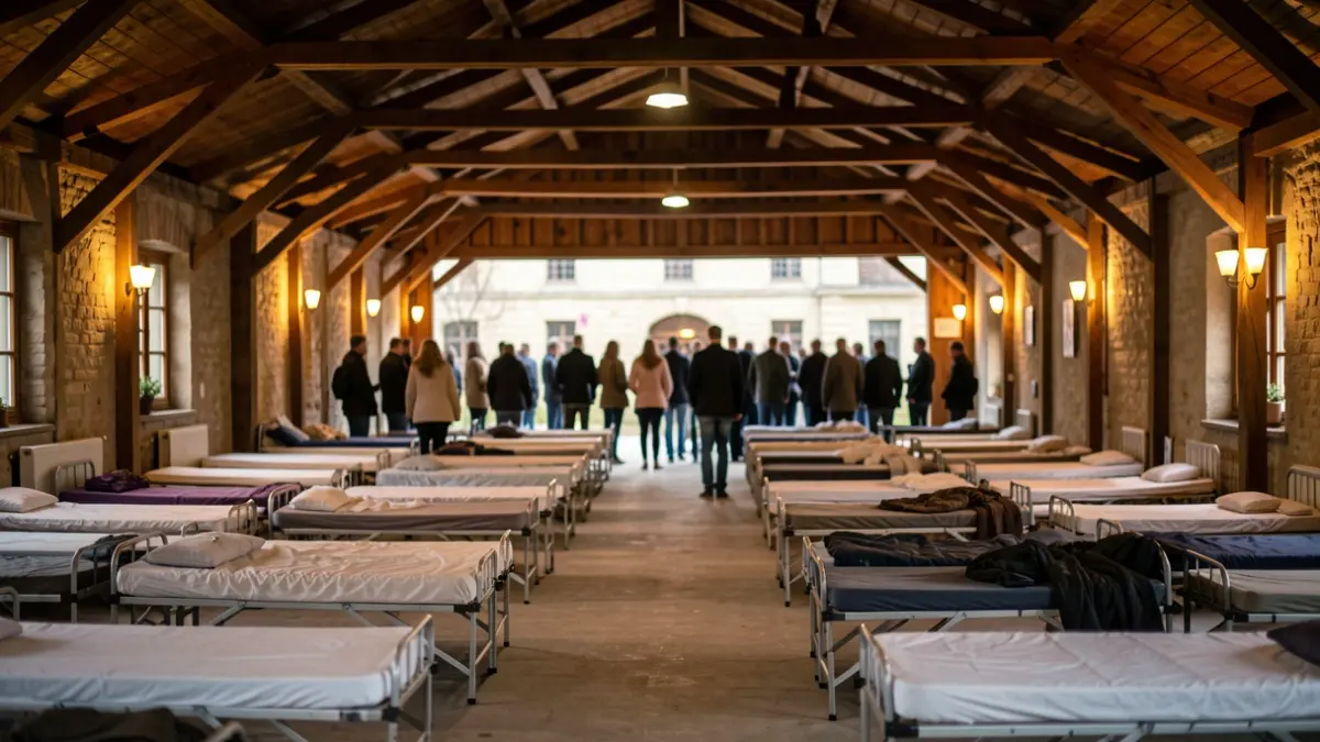 Generic image of an empty pavilion with beds.