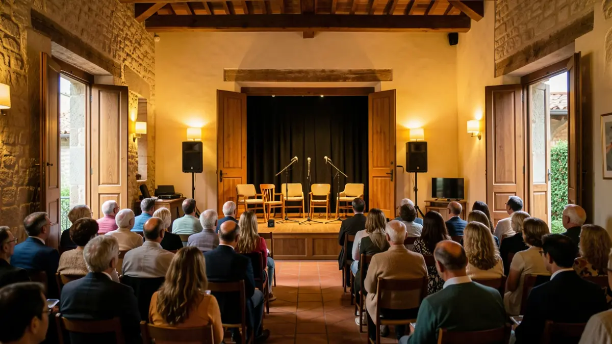 Generic image of an open community room with a stage.