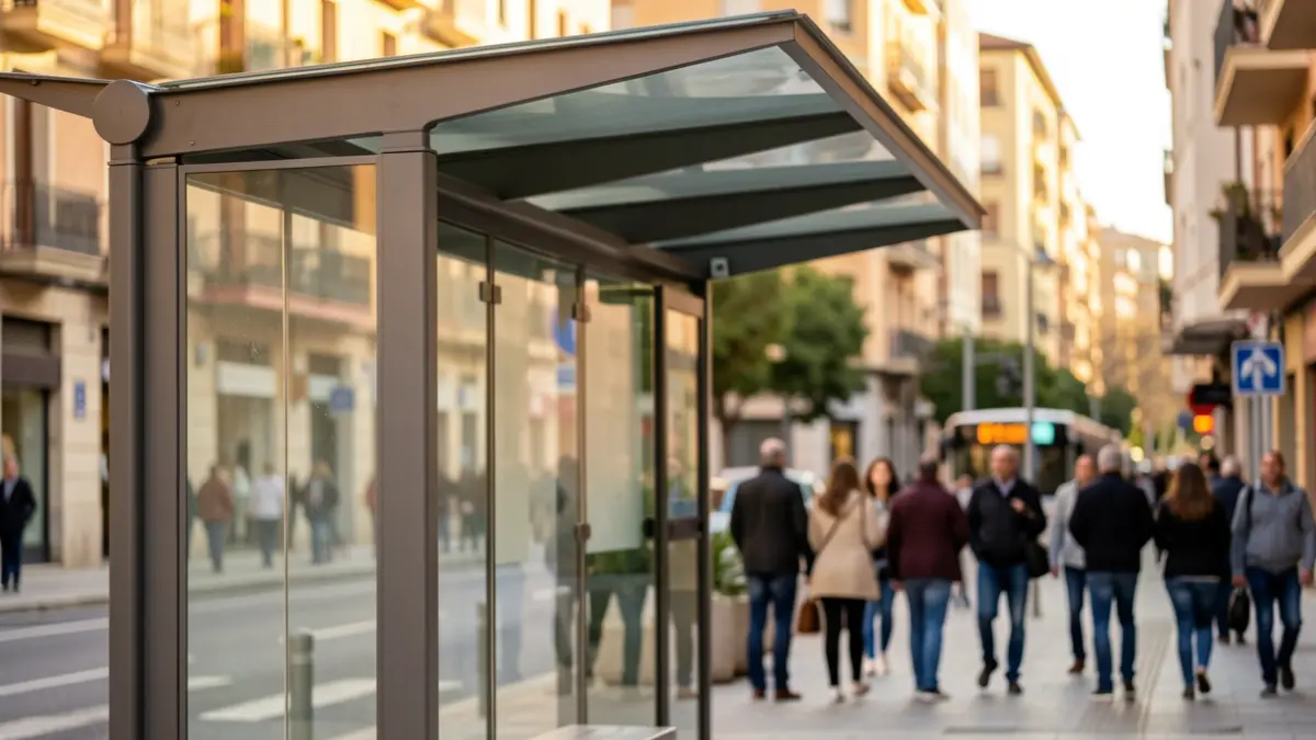 Generic image of a modern bus stop in Catalonia.