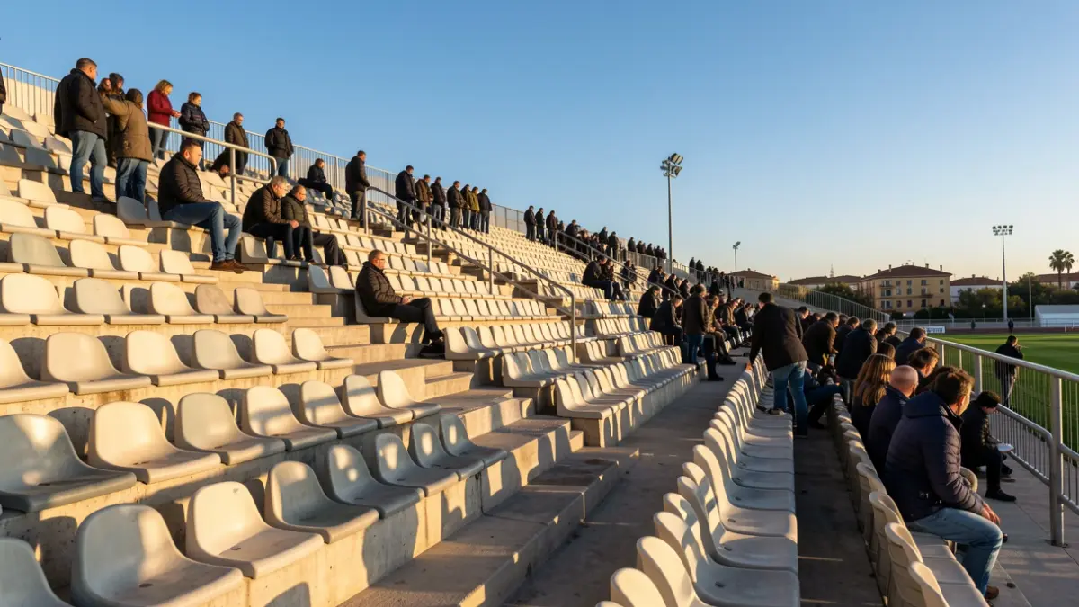 Imagen genérica de un estadio de fútbol vacío en Catalunya.