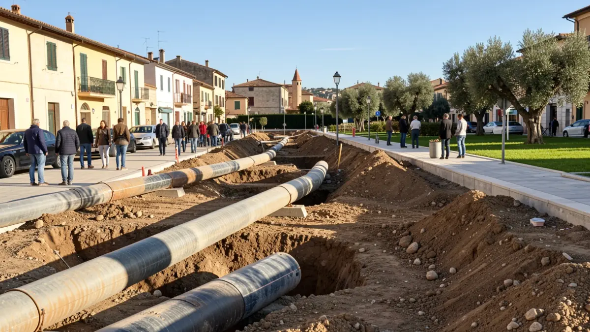 Obra de urbanización en Vilafranca del Penedès.
