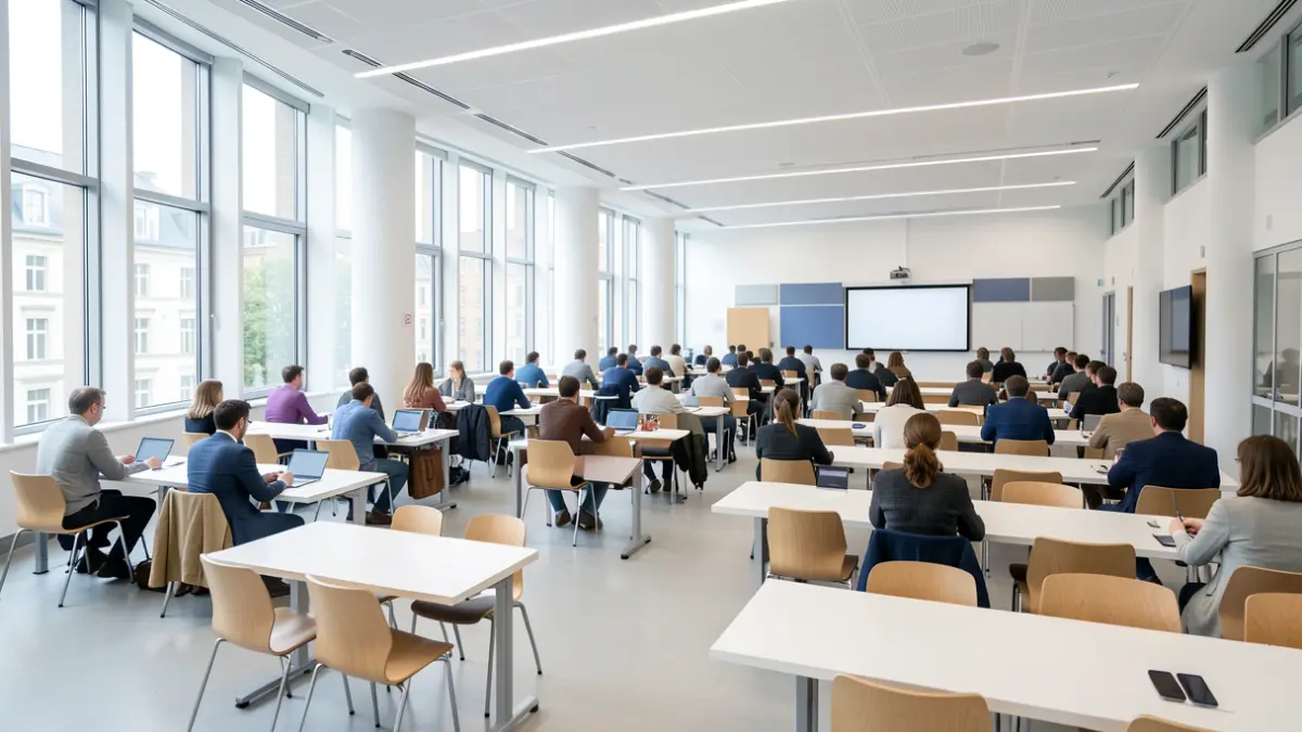 Imagen genérica de un aula universitaria moderna y flexible.