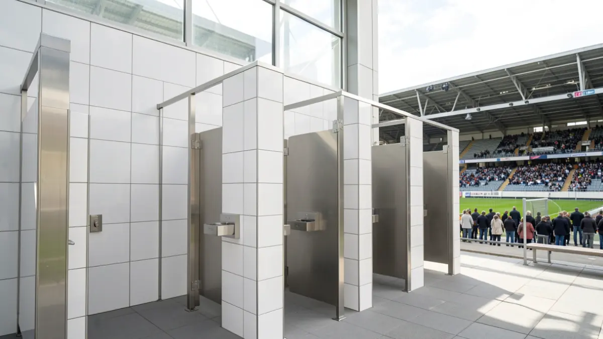 Imatge genèrica de lavabos moderns i accessibles en una instal·lació esportiva.