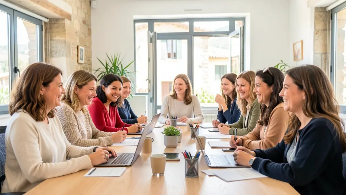 Imatge genèrica de dones emprenedores treballant juntes en un entorn professional a Catalunya.